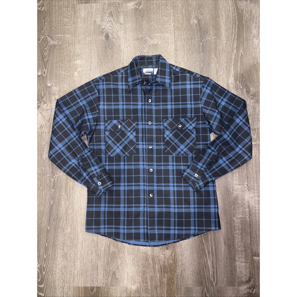 Vintage Fieldmaster Button Up Flannel Plaid Shirt Men's Medium 15-15.5 Made USA